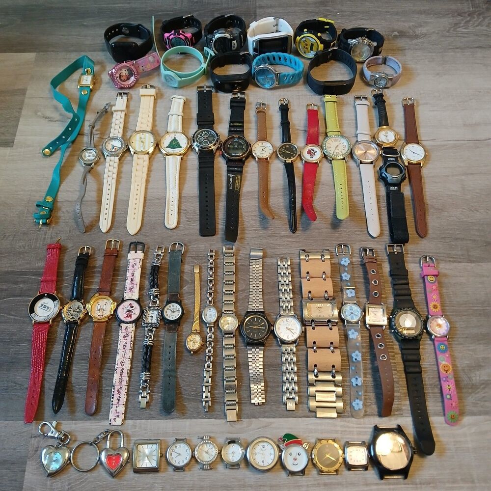 Huge Watch Lot of 50+ Mixed Brands Vintage & Modern Parts/Repair Untested-Box I1